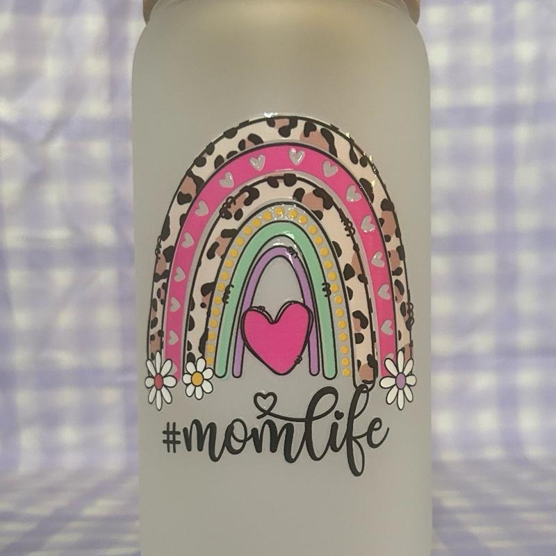 16 oz frosted glass mama tumblers. Portable Cup Reusable Washable Drinkware Water Bottles
