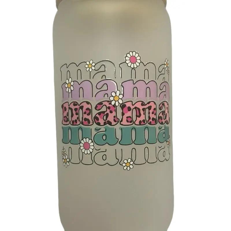 16 oz frosted glass mama tumblers. Portable Cup Reusable Washable Drinkware Water Bottles