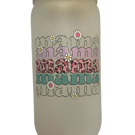 16 oz frosted glass mama tumblers. Portable Cup Reusable Washable Drinkware Water Bottles