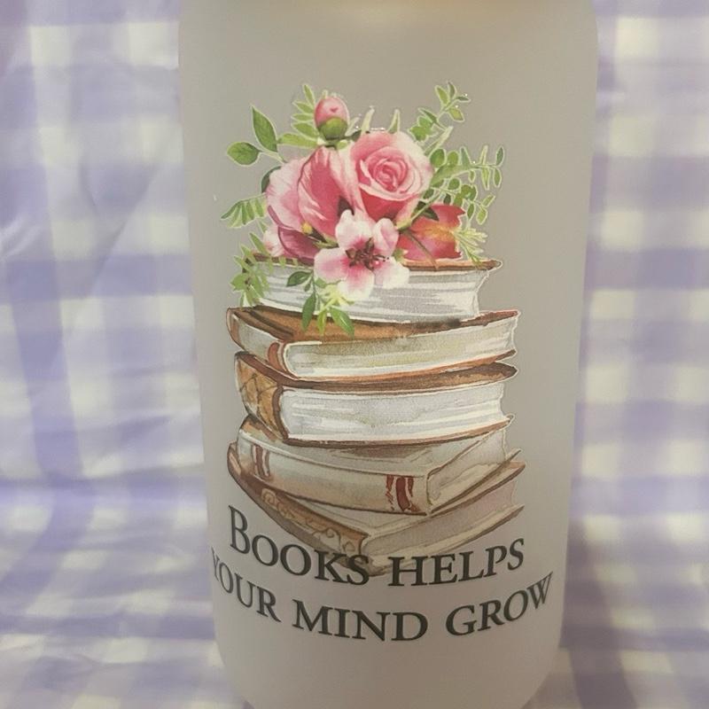 16 oz Frosted Glass Floral Tumbler. Drinkware Water Bottles Cup Washable Reusable