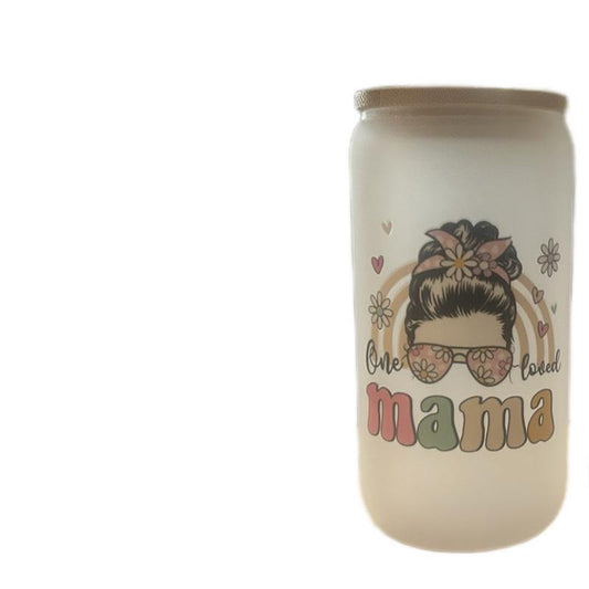 16 oz frosted glass mama tumblers. Portable Cup Reusable Washable Drinkware Water Bottles