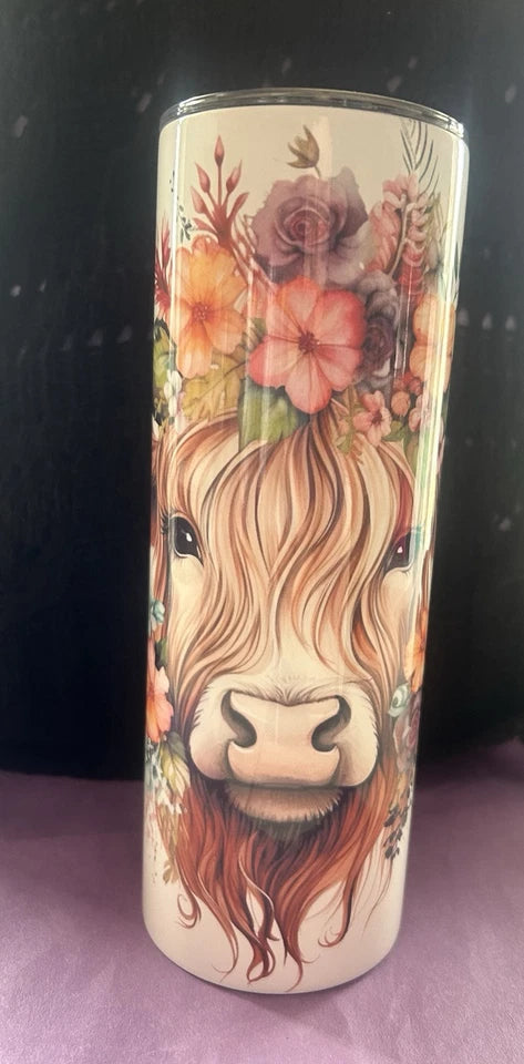 20 Oz Stainless Steel Highland Cow Tumbler