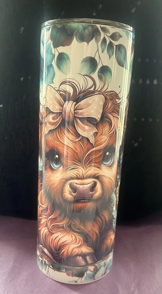 20 Oz Stainless Steel adorable Highland Cow Tumbler