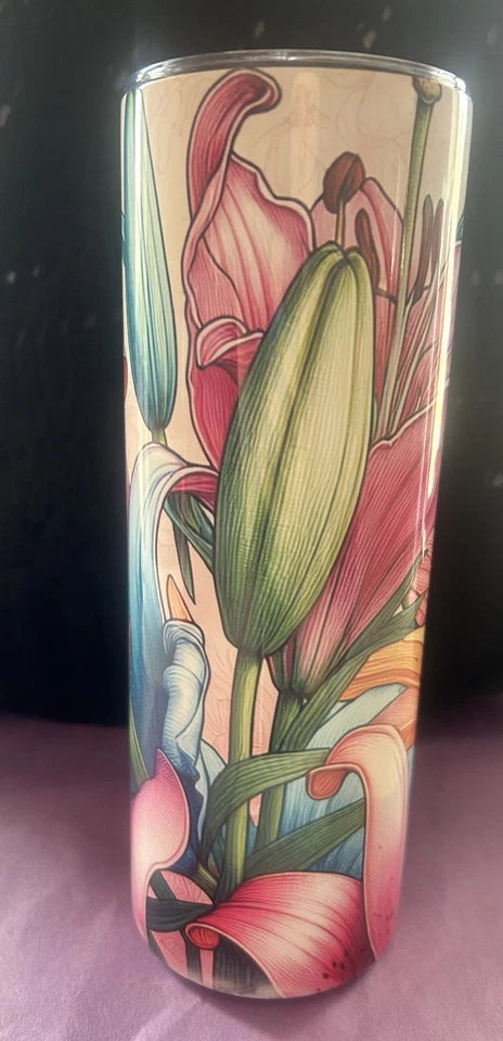 20 Oz Lily Tumbler. (Slightly Flawed)